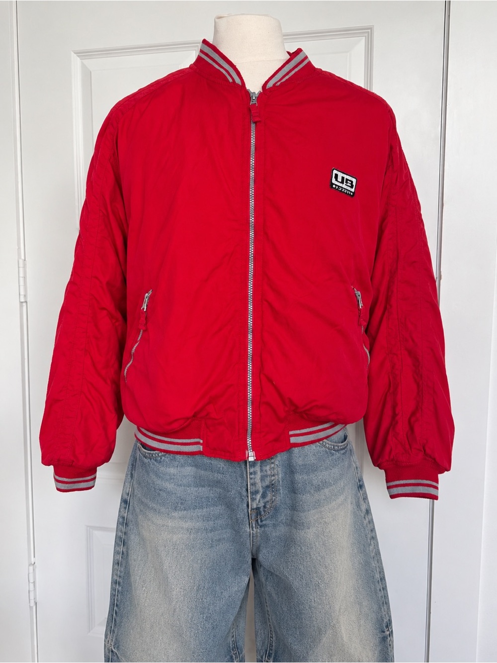Vintage Unionbay American Favorites Red Bomber Jacket Men’s Large Y2K Oversized